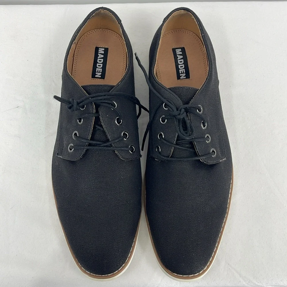 MADDEN SIZE 13M Men's Black Canvas Tie Shoes